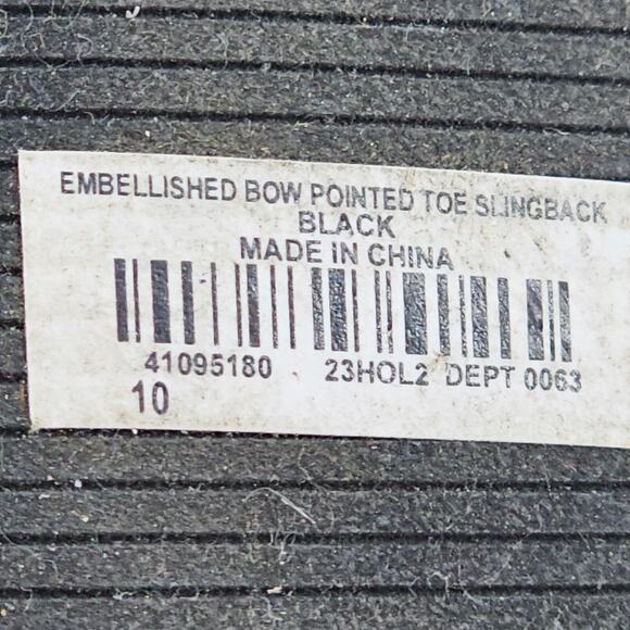 Torrid Black Embellished Bow Pointed Toe Slingback Flat Shoe 10 WW Coquette - Picture 9 of 10